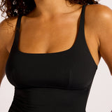 Collective Square Neck Tankini Top - Black - Simply Beach UK