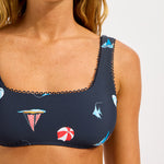 Beach Club Square Neck Tank Bra Bikini Top - True Navy - Simply Beach UK