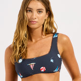 Beach Club Square Neck Tank Bra Bikini Top - True Navy - Simply Beach UK