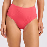 Sun Shimmer High Waisted Bikini Pant - Rouge Pink