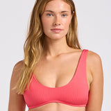 Sun Shimmer Scoop Neck Bikini Top - Rouge Pink