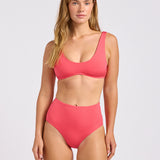Sun Shimmer High Waisted Bikini Pant - Rouge Pink