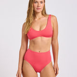 Sun Shimmer Scoop Neck Bikini Top - Rouge Pink