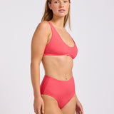 Sun Shimmer High Waisted Bikini Pant - Rouge Pink