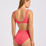 Sun Shimmer Scoop Neck Bikini Top - Rouge Pink