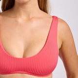 Sun Shimmer Scoop Neck Bikini Top - Rouge Pink