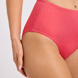 Sun Shimmer High Waisted Bikini Pant - Rouge Pink