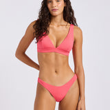 Sun Shimmer Longline Bralette Bikini Top - Rouge Pink