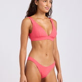 Sun Shimmer Longline Bralette Bikini Top - Rouge Pink