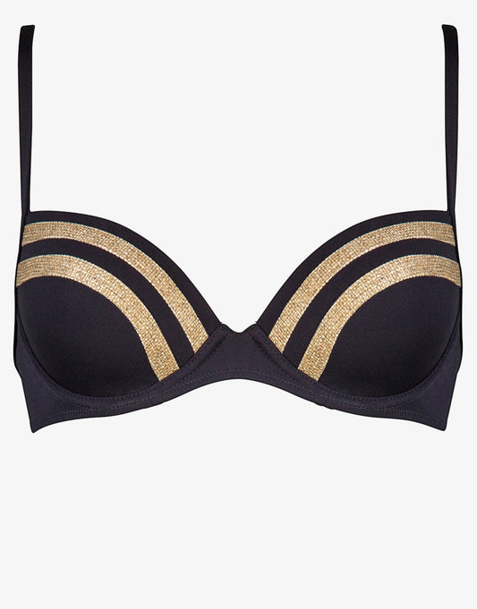 Construction Moulded Underwired Bikini Top - Black - Simply Beach UK