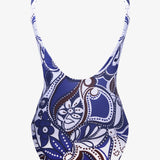 Cachemire Underwire Crossover Swimsuit - Blue and White - Simply Beach UK