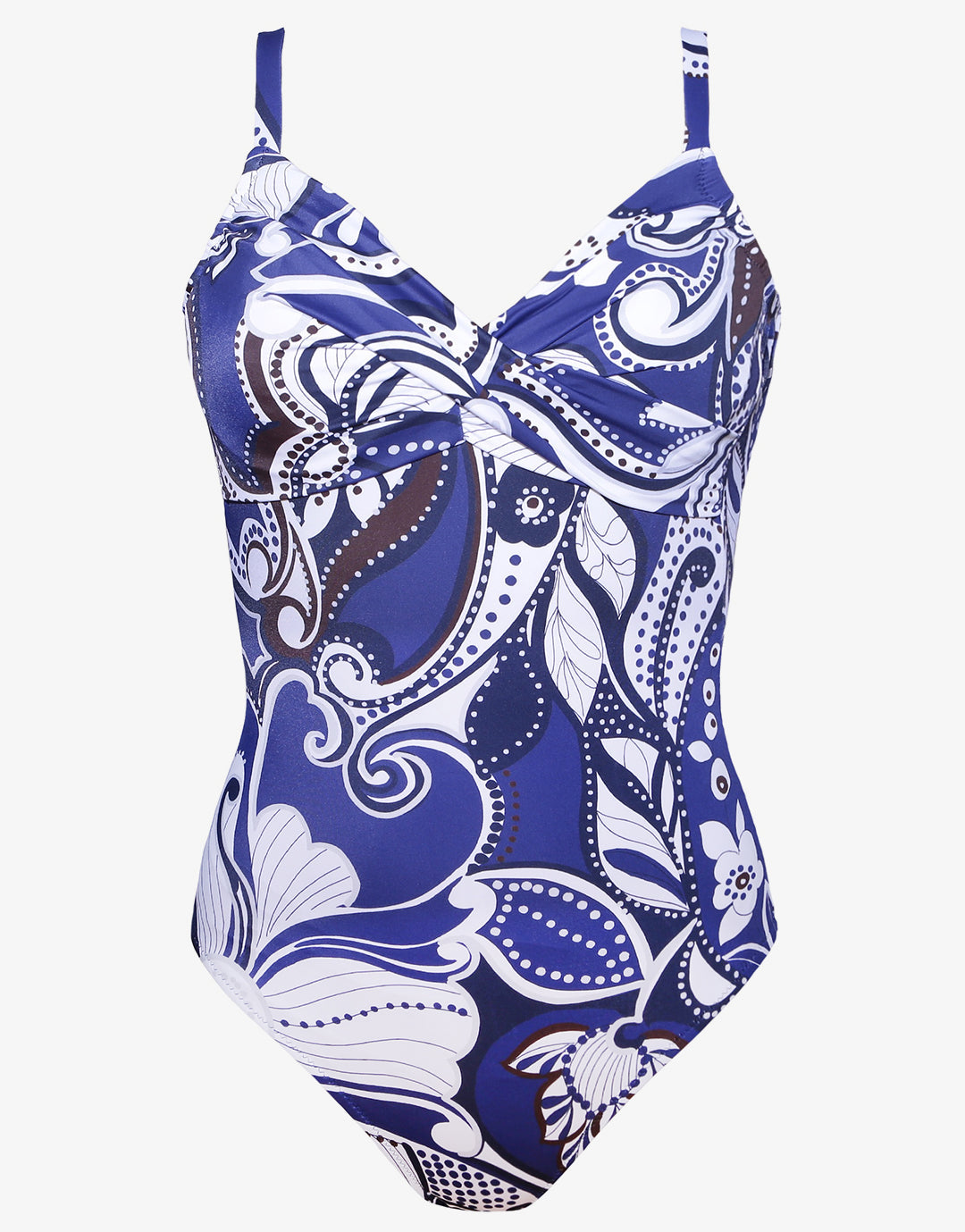 Cachemire Underwire Crossover Swimsuit - Blue and White - Simply Beach UK