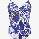 Cachemire Underwire Crossover Swimsuit - Blue and White - Simply Beach UK