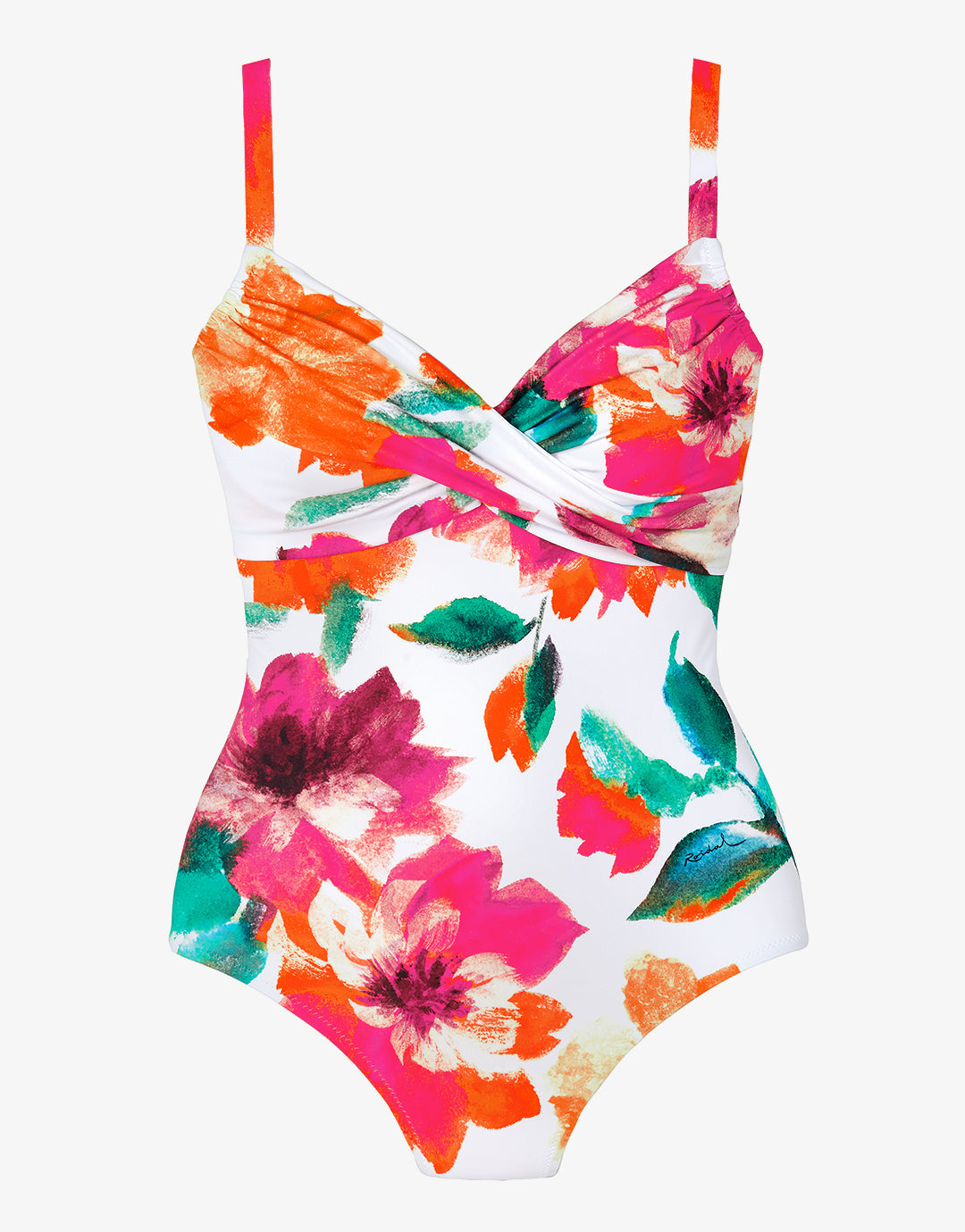 Dahlia Underwired Crossover Swimsuit - Pink Floral - Simply Beach UK