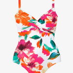 Dahlia Underwired Crossover Swimsuit - Pink Floral - Simply Beach UK