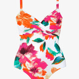Dahlia Underwired Crossover Swimsuit - Pink Floral - Simply Beach UK