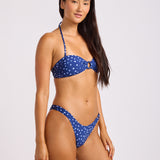 Dolce Dot Ring Front Bandeau Bikini Top - Classic Navy