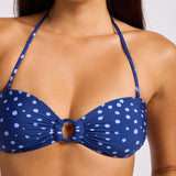 Dolce Dot Ring Front Bandeau Bikini Top - Classic Navy