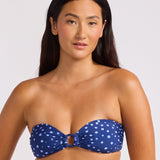 Dolce Dot Ring Front Bandeau Bikini Top - Classic Navy