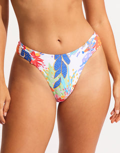 Under the Sea High Leg Ruched Side Bikini Pant - White - Simply Beach UK