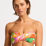 Wonderland Twist Bandeau Bikini Top - Fuchsia Rose - Simply Beach UK