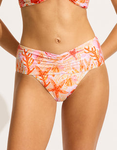 La Mer Gathered Band Retro Bikini Pant - White - Simply Beach UK