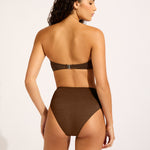 Collective High Waist Wrap Front Bikini Pant - Dark Chocolate - Simply Beach UK