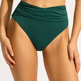 Collective High Waist Wrap Front Bikini Pant - Evergreen - Simply Beach UK