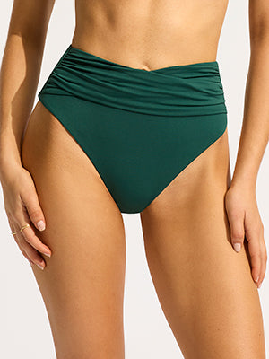Collective High Waist Wrap Front Bikini Pant - Evergreen - Simply Beach UK