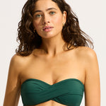 Collective Twist Bandeau Bikini Top - Evergreen - Simply Beach UK