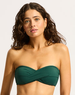 Collective Twist Bandeau Bikini Top - Evergreen - Simply Beach UK