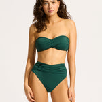 Collective High Waist Wrap Front Bikini Pant - Evergreen - Simply Beach UK