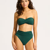 Collective High Waist Wrap Front Bikini Pant - Evergreen - Simply Beach UK