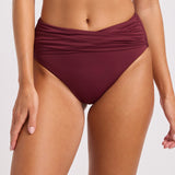 Collective High Waist Wrap Front Bikini Pant - Dark Burgundy
