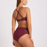 Collective High Waist Wrap Front Bikini Pant - Dark Burgundy