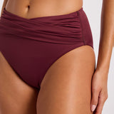 Collective High Waist Wrap Front Bikini Pant - Dark Burgundy