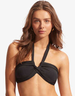 Collective Halter Bandeau Bikini Top - Black - Simply Beach UK
