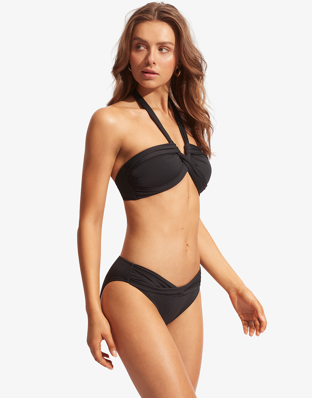 Collective Twist Band Hipster Bikini Pant - Black - Simply Beach UK