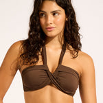 Collective Halter Bandeau Bikini Top - Dark Chocolate - Simply Beach UK