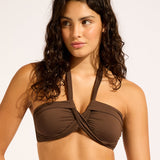 Collective Halter Bandeau Bikini Top - Dark Chocolate - Simply Beach UK