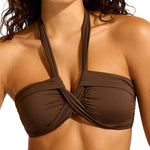 Collective Halter Bandeau Bikini Top - Dark Chocolate - Simply Beach UK