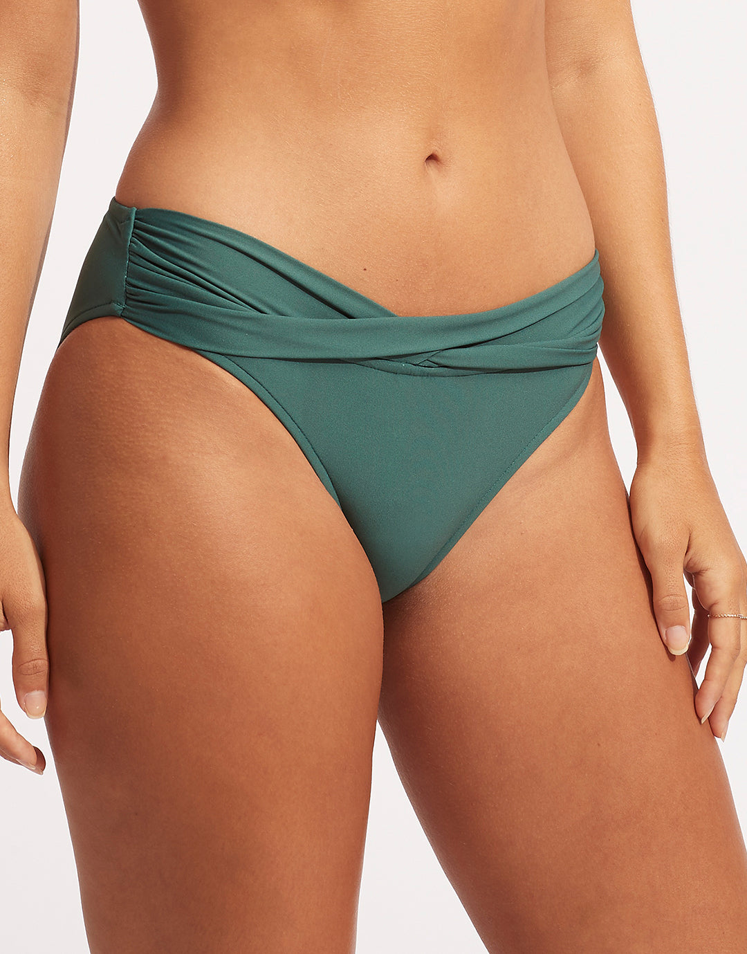 Collective Twist Band Hipster Bikini Pant - Evergreen - Simply Beach UK