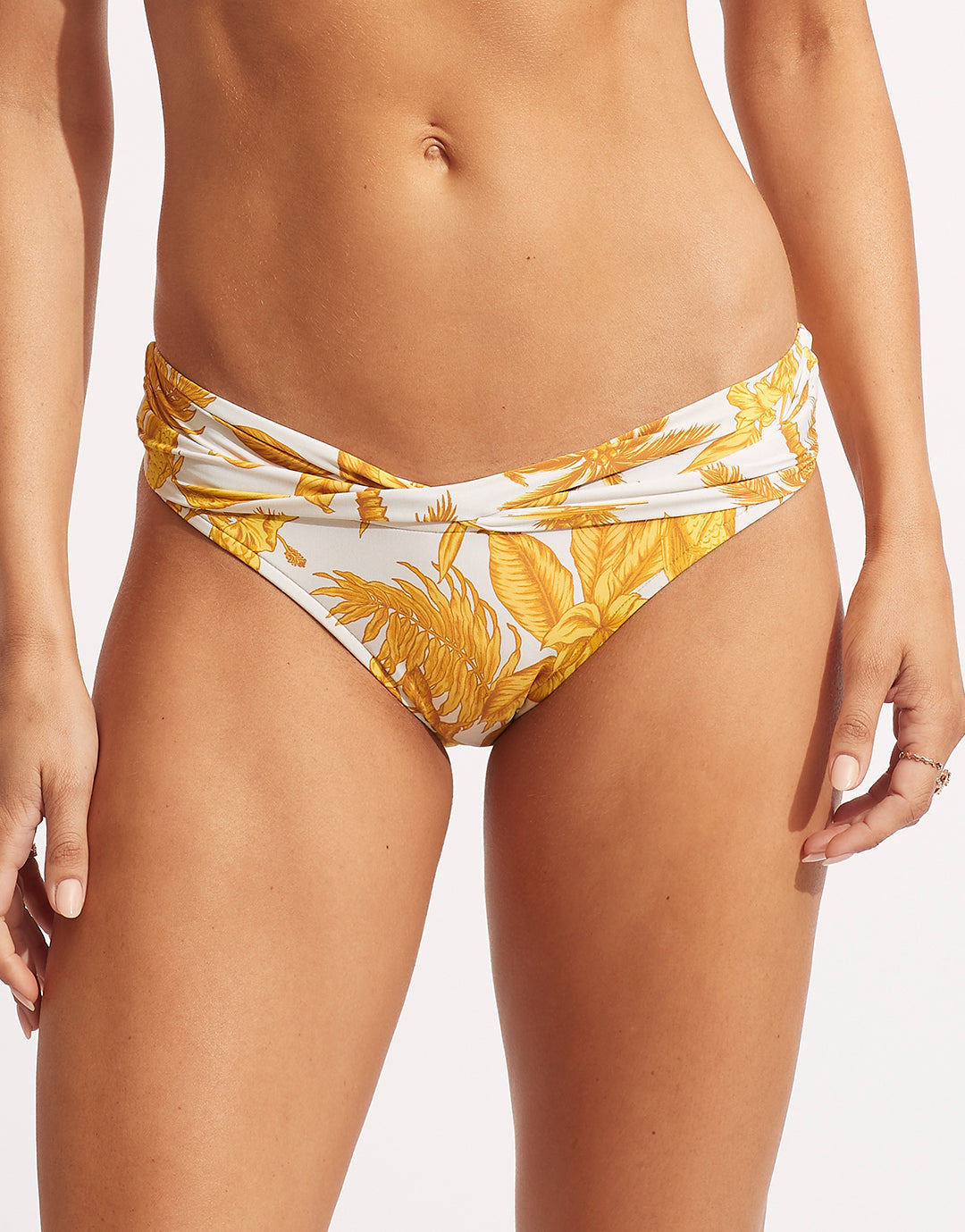 Sunsets Women's Printed Fold-over High-waist Bikini Bottom - 33p