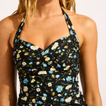 Modern Romance Twist Halter Tankini Top - Black - Simply Beach UK