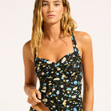 Modern Romance Twist Halter Tankini Top - Black - Simply Beach UK