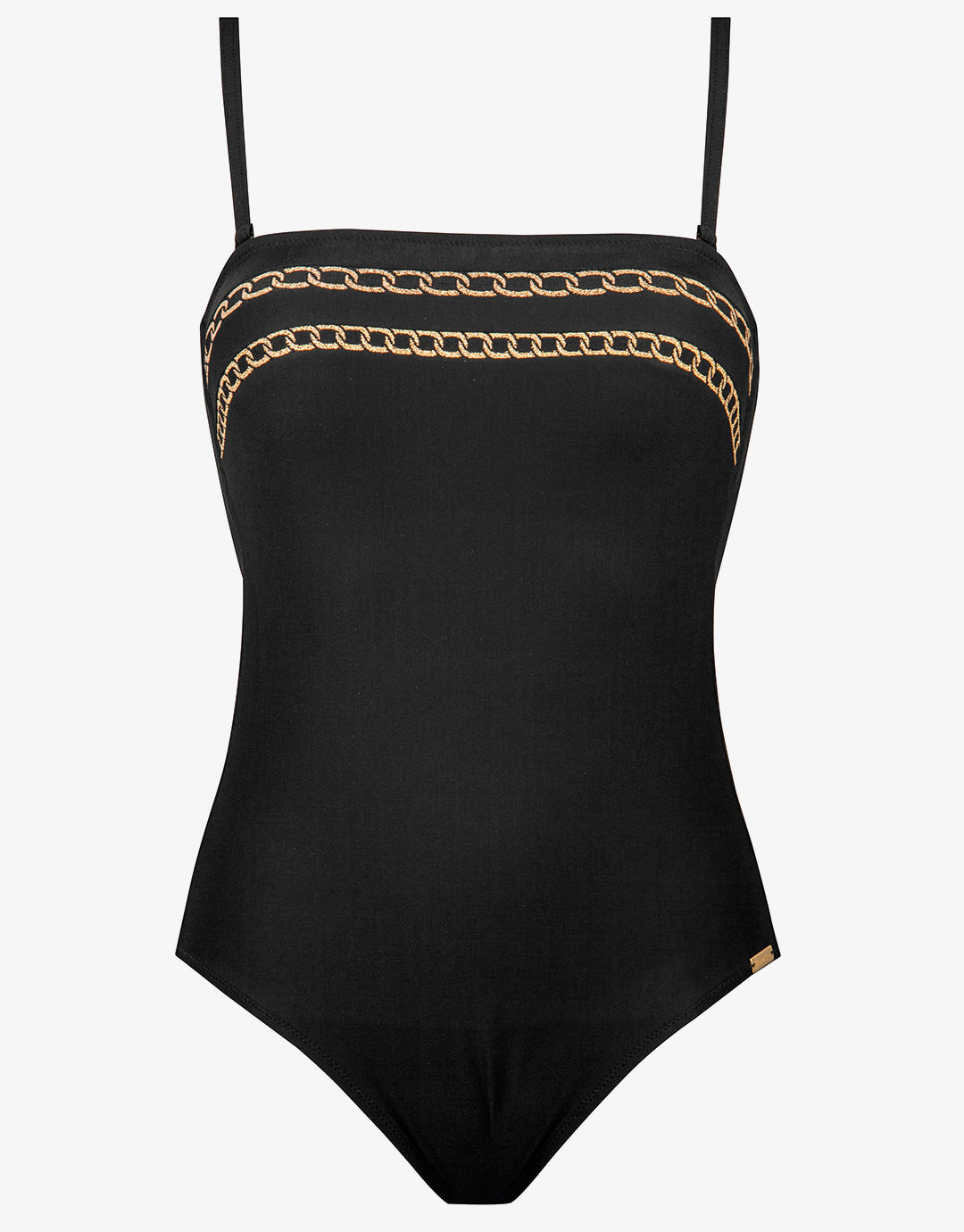 Golden Chain Bandeau Swimsuit - Black - Simply Beach UK