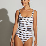 Bambu Soft Cup Swimsuit - White and Brown - Simply Beach UK