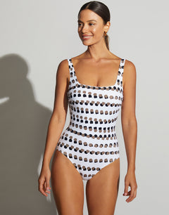 Bambu Soft Cup Swimsuit - White and Brown - Simply Beach UK