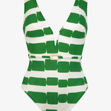 Radiance Plunge Swimsuit - White and Clover - Simply Beach UK