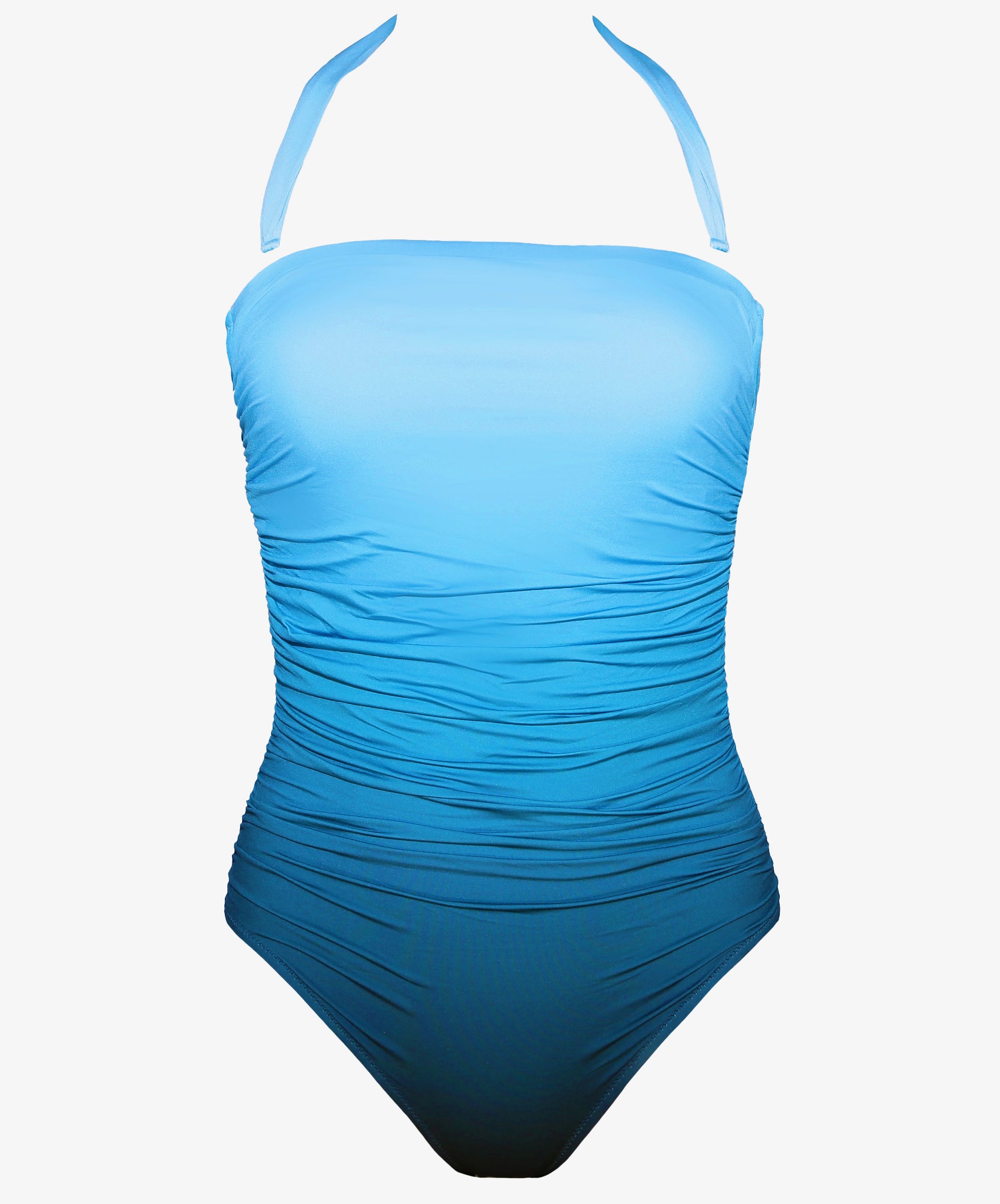 Brasil Ruched Bandeau Swimsuit - Blue Ombre - Simply Beach UK